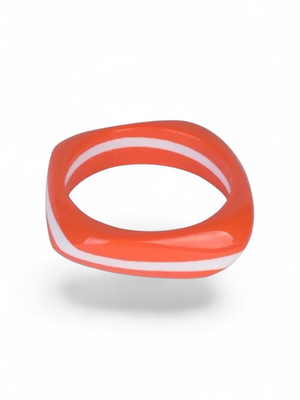 Orange White Stripe Resin Acrylic Bangle Retro Preppy Summer Twisted Jewelry